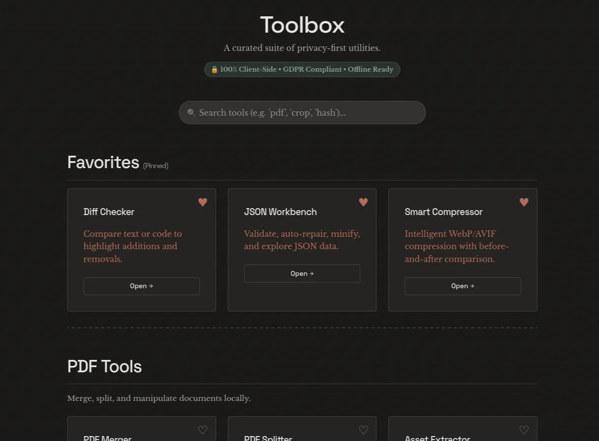 Screenshot der Linus Linhof Toolbox